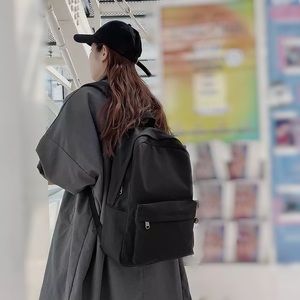 Classic Black Nylon Minimalist Backpack